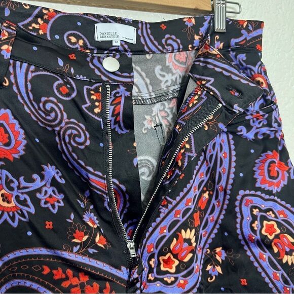 Danielle Bernstein x We Wore What Flare Satin Paisley Pants High Rise Size 32 - Picture 9 of 15